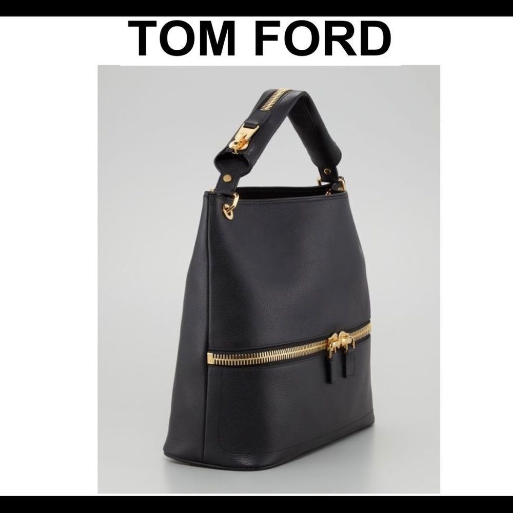 TOM Ford Nina Black Calfskin Hobo Bag